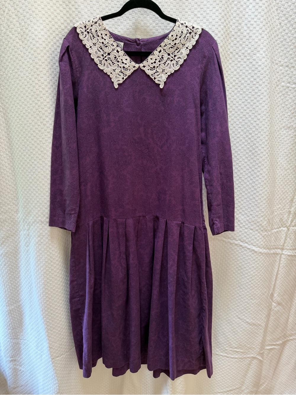 Vintage Laura Ashley Purple Dress with White Lace Collar